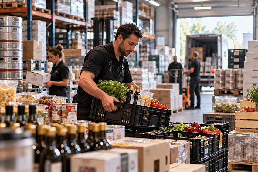 Medewerkers in een horecagroothandel