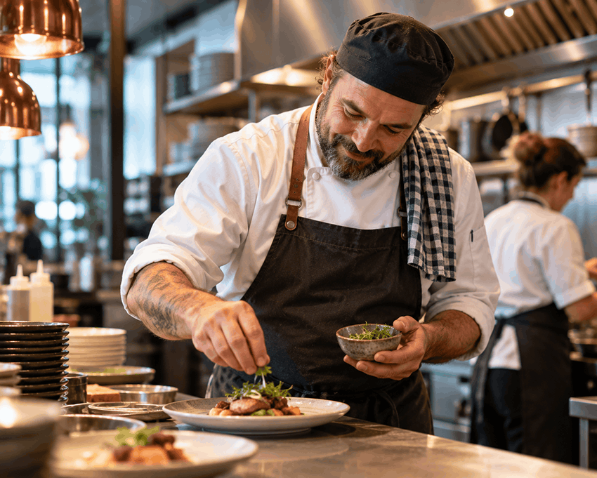 Chef aan het werk in een restaurant